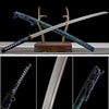 Handmade High Carbon Steel Full Tang Real Japanese Katana With Blue & Black Clay Tempered