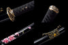 Handmade High Carbon Steel Full Tang Real Japanese Katana With Pink Cherry Black Sheath