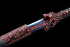 Handmade Manganese Steel Full Tang Real Japanese Katana With Red Flame Style Wolf